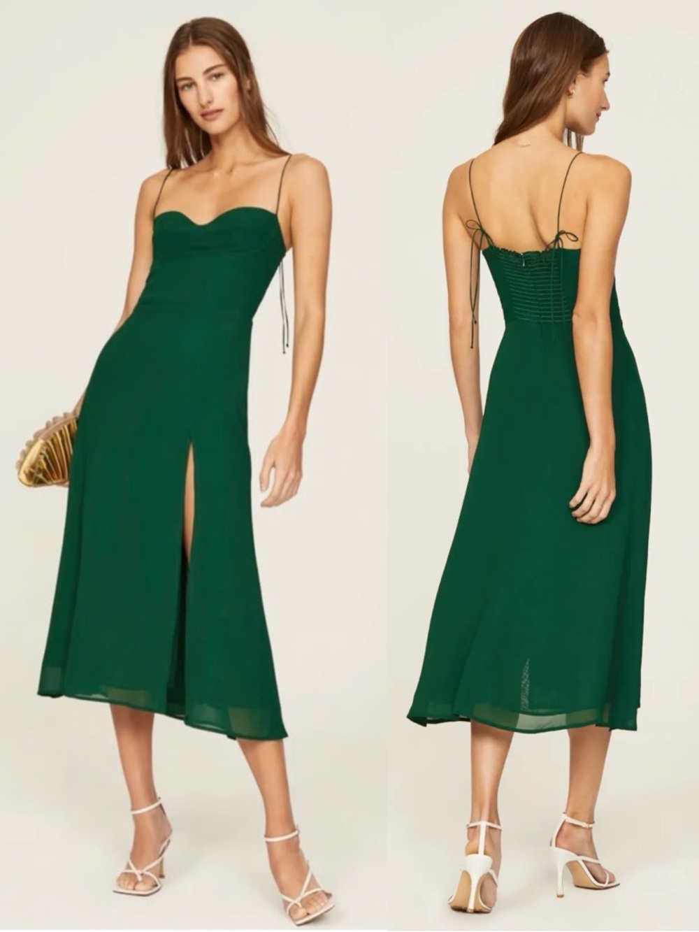 REFORMATION Juliette Bustier Midi Cocktail Smocked Dress \\ 8